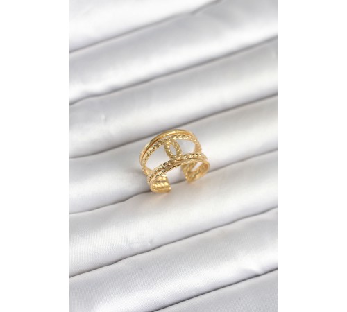 316L Çelik Gold Renk Burgu Düğüm Model Kadın Yüzük