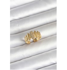 316L Çelik Gold Renk Zirkon Taşlı Vintage Model Kadın Yüzük