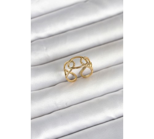 316L Çelik Gold Renk Zincir Model Kadın Yüzük