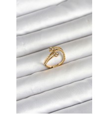 316L Çelik Gold Renk Zirkon Taşlı Kalp Model Kadın Yüzük