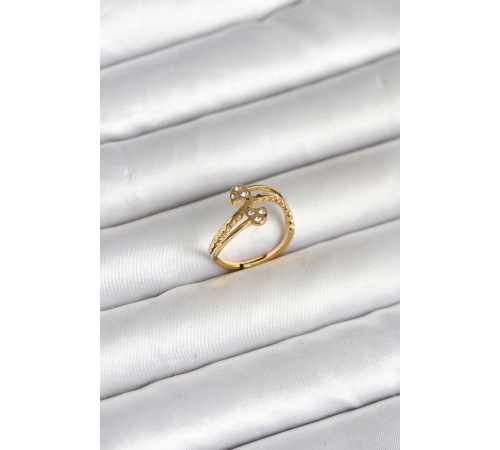316L Çelik Gold Renk Zirkon Taşlı Kalp Model Kadın Yüzük