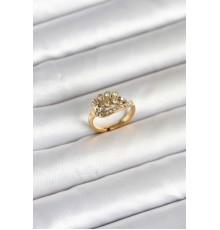 316L Çelik Gold Renk Zirkon Taşlı Kalp Model Kadın Yüzük