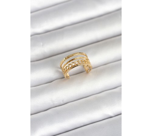316L Çelik Gold Renk Zincirli Vintage Model Kadın Yüzük