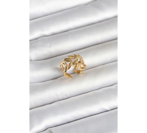 316L Çelik Gold Renk Başak Figür Kadın Yüzük