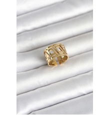 316L Çelik Gold Renk Geometrik Model Kadın Yüzük