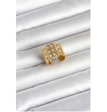 316L Çelik Gold Renk Zincir Model Kadın Yüzük