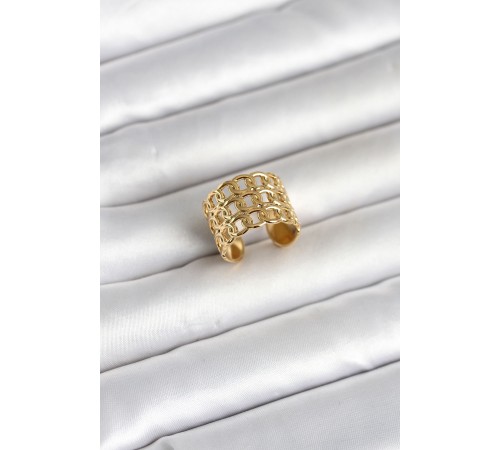 316L Çelik Gold Renk Zincir Model Kadın Yüzük