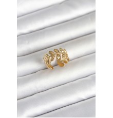 316L Çelik Gold Renk Başak Form Kadın Yüzük