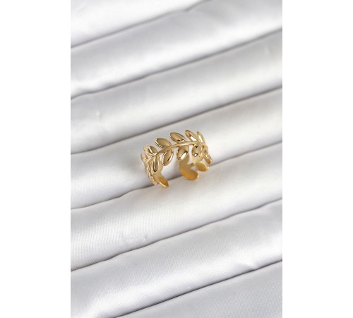 316L Çelik Gold Renk Başak Form Kadın Yüzük