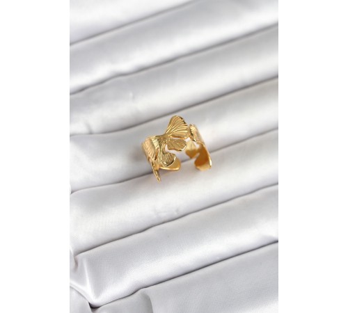 316L Çelik Gold Renk Lotus Model Kadın Yüzük