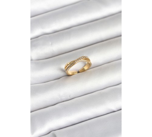 316L Çelik Gold Renk Zirkon Taşlı Kadın Yüzük