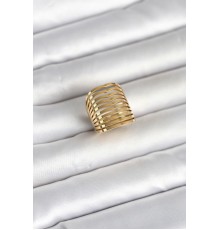 316L Çelik Gold Renk Plaka Model Kadın Yüzük