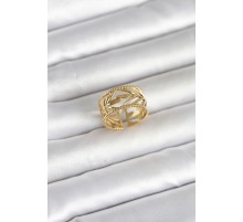 316L Çelik Gold Renk Başak Model Kadın Yüzük