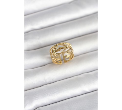 316L Çelik Gold Renk Başak Model Kadın Yüzük