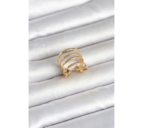 316L Çelik Gold Renk Sıralı Model Kadın Yüzük