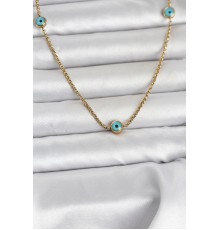 316L Çelik Gold Renk Nazarlı Model Kadın Kolye