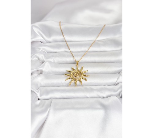 316L Çelik Gold Renk Bohem Güneş Model Kadın Kolye