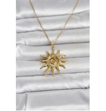 316L Çelik Gold Renk Bohem Güneş Model Kadın Kolye