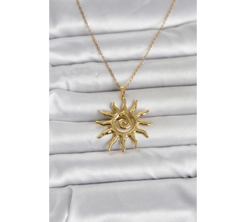 316L Çelik Gold Renk Bohem Güneş Model Kadın Kolye