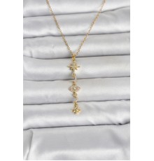316L Çelik Gold Renk Kutup Yıldızı Y Model Zirkon Taşlı Kadın Kolye