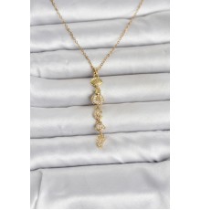 316L Çelik Gold Renk Deniz Temalı Y Model Zirkon Taşlı Kadın Kolye