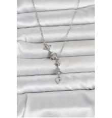 316L Çelik Gümüş Renk Zirkon Taşlı Y Kadın Kolye