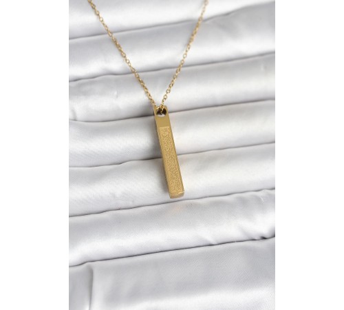 316L Çelik Gold Renk Ayetel Kürsi Yazılı Bar Çubuk Kolye