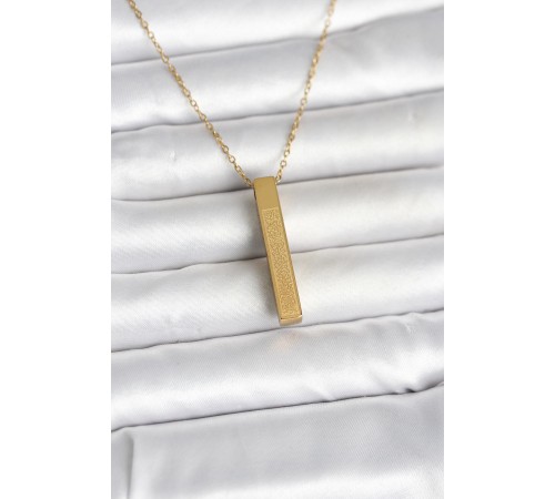 316L Çelik Gold Renk Ayetel Kürsi Yazılı Bar Çubuk Kolye