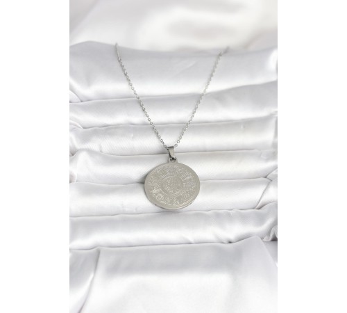 316L Çelik Gümüş Renk Ayetel Kürsi Yazılı Kolye