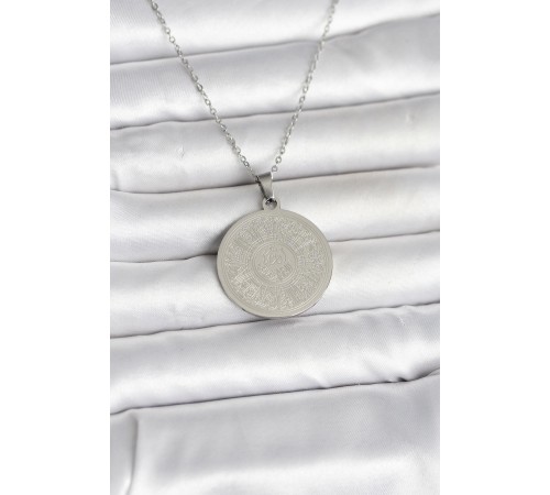 316L Çelik Gümüş Renk Ayetel Kürsi Yazılı Kolye