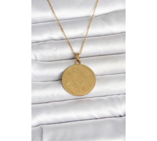 316L Çelik Gold Renk Ayetel Kürsi Yazılı Kolye
