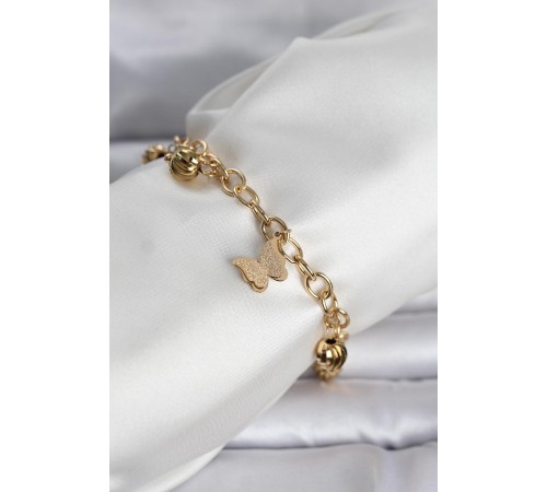 316L Çelik Gold Renk Kelebek ve Dorikalı Kadın Bileklik