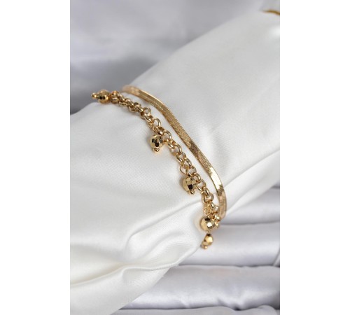 316L Çelik Gold Renk Dorika ve İtalyan Zincirli Model Kadın Bileklik