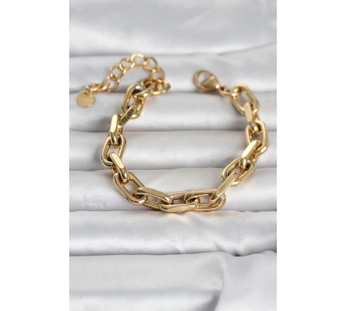 316L Çelik Gold Renk Kalın Zincirli Kadın Bileklik