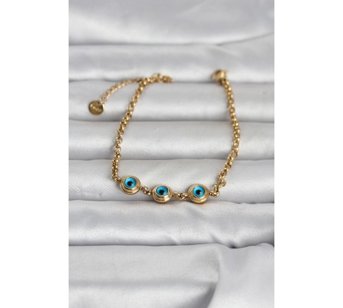 316L Çelik Gold Renk Nazarlı Kadın Bileklik