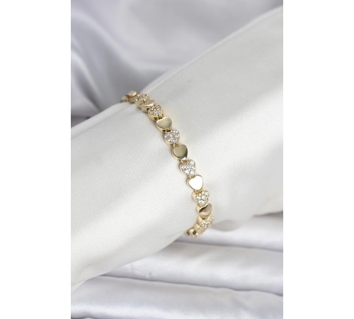 Pirinç Gold Renk Kalpli Model Kadın Bileklik