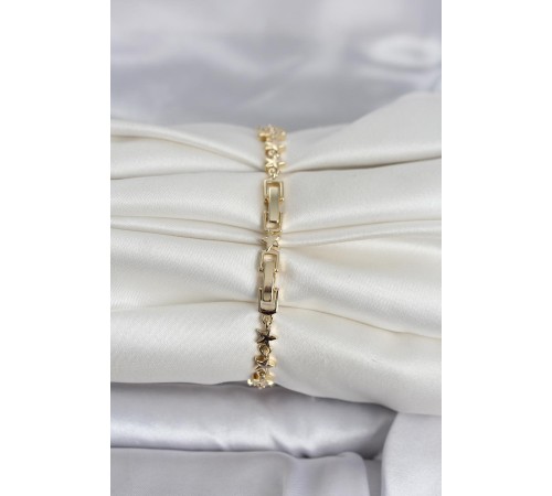 Pirinç Gold Renk Zirkon Taşlı Ay ve Yıldız Model Kadın Bileklik