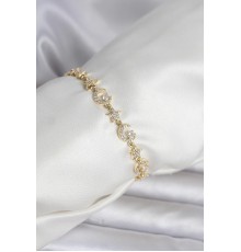 Pirinç Gold Renk Zirkon Taşlı Ay ve Yıldız Model Kadın Bileklik