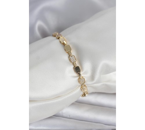 Pirinç Zirkon Taşlı Gold Renk Kadın Bileklik