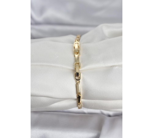 Pirinç Gold Renk Yonca Model Zirkon Taşlı Kadın Bileklik