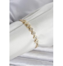 Pirinç Gold Renk Yonca Model Zirkon Taşlı Kadın Bileklik