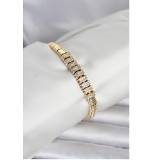 Pirinç Gold Renk Zirkon Taşlı Kadın Bileklik