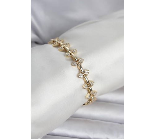 Pirinç Gold Renk Zirkon Taşlı Kadın Bileklik