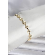 Pirinç Gold Renk Kalpli Kutup Yıldızı İşleme Kadın Bileklik