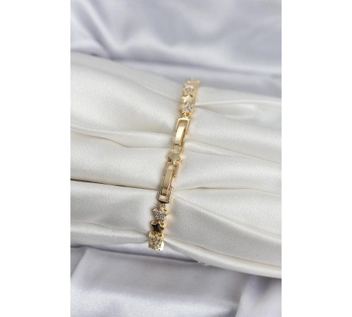 Pirinç Gold Renk Zirkon Taşlı Yıldız Model Kadın Bileklik