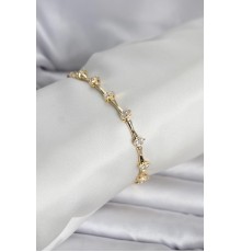 Pirinç Gold Renk Damla Model Zirkon Taşlı Kadın Bileklik