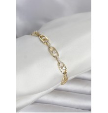 Pirinç Gold Renk Zirkon Taşlı Kadın Bileklik