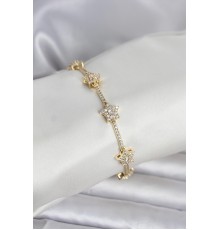 Pirinç Gold Renk Yıldız Model Zirkon Taşlı Kadın Bileklik