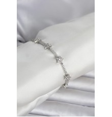 Pirinç Gümüş Renk Zirkon Taşlı Yıldız Model Kadın Bileklik