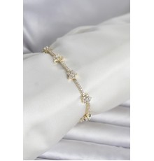 Pirinç Gold Renk Zirkon Taşlı Yıldız Model Kadın Bileklik